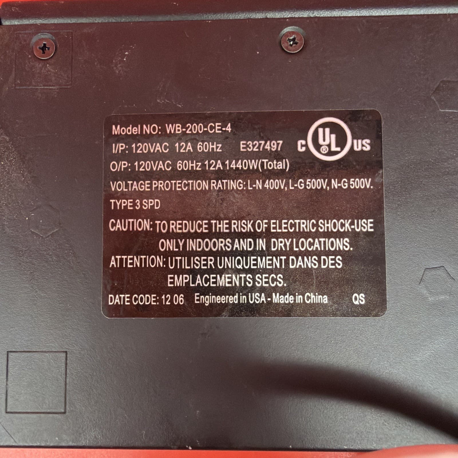 Snap WattBox WB-200-CE-4 Mounted Power Conditioner w/ 4 Outlets  - Image 5
