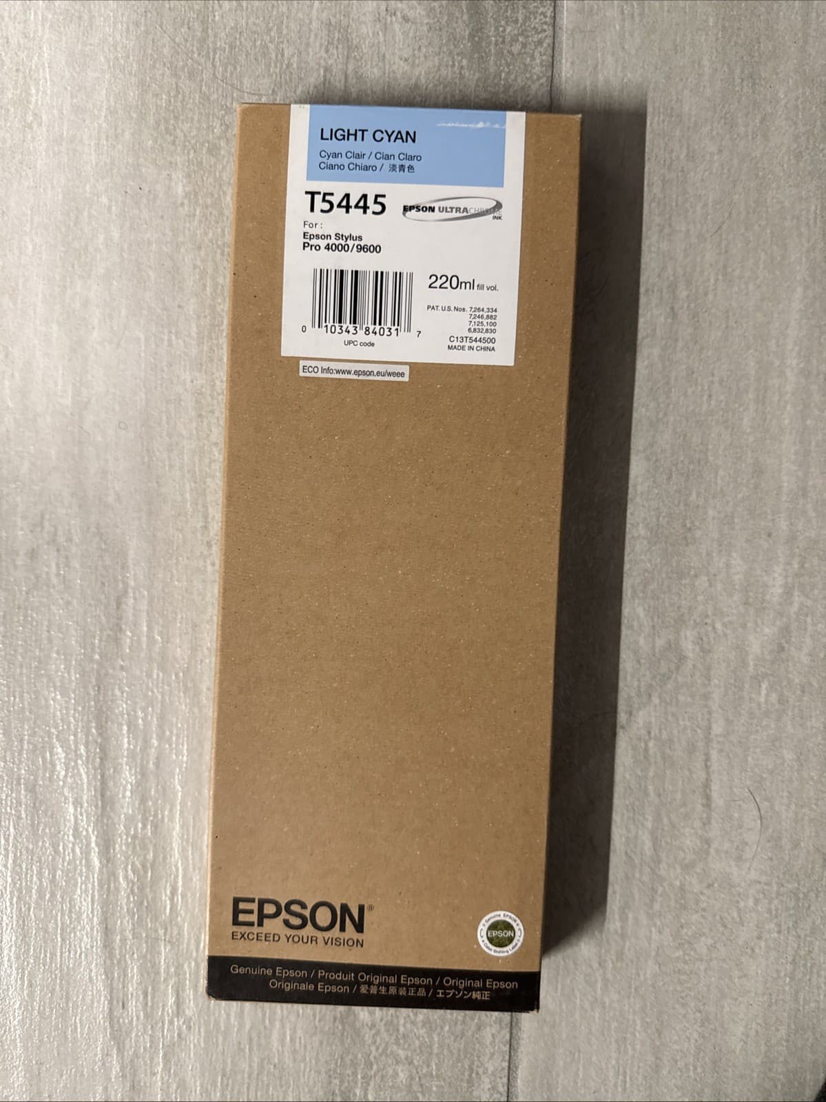 Genuine Epson T5445 Light Cyan Ink Stylus Pro 4000 9600 220ml Factory Seal - Image 4