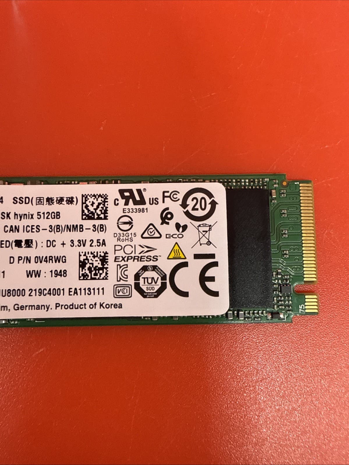 Dell V4RWG 0V4RWG 512GB PC601 NVMe PCIe Gen3 x 4  HFS512GD9TNG Internal SSD - Image 3