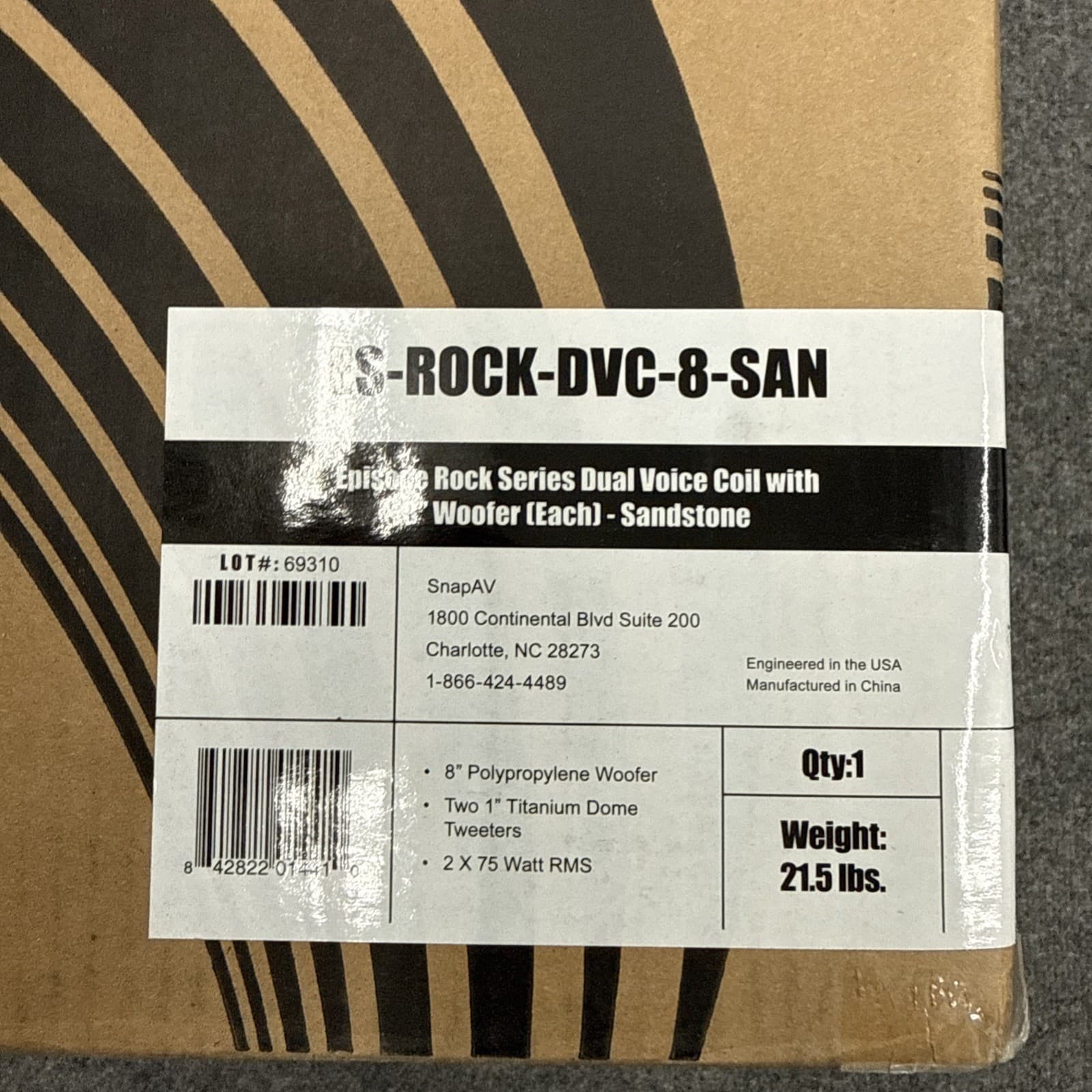 Episode Rock Series Dual Voice Coil 8” Dual Voice Coil Outdoor Rock Speaker Sand - Image 2
