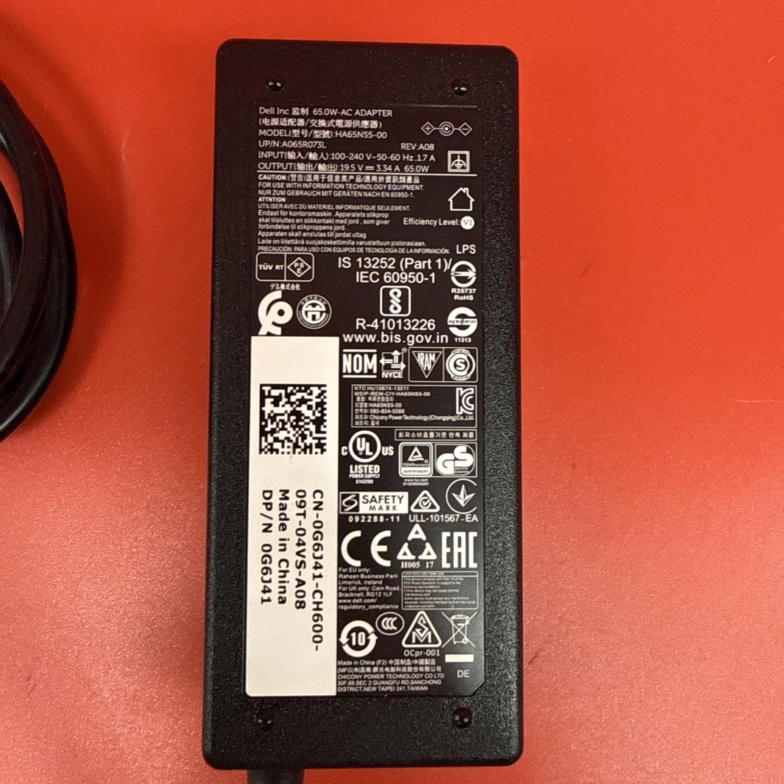 Dell G6J41 0G6J41 65w AC Adapter HA65NS-00 A06R073L 4.5mm AC/Standard Black - Image 2