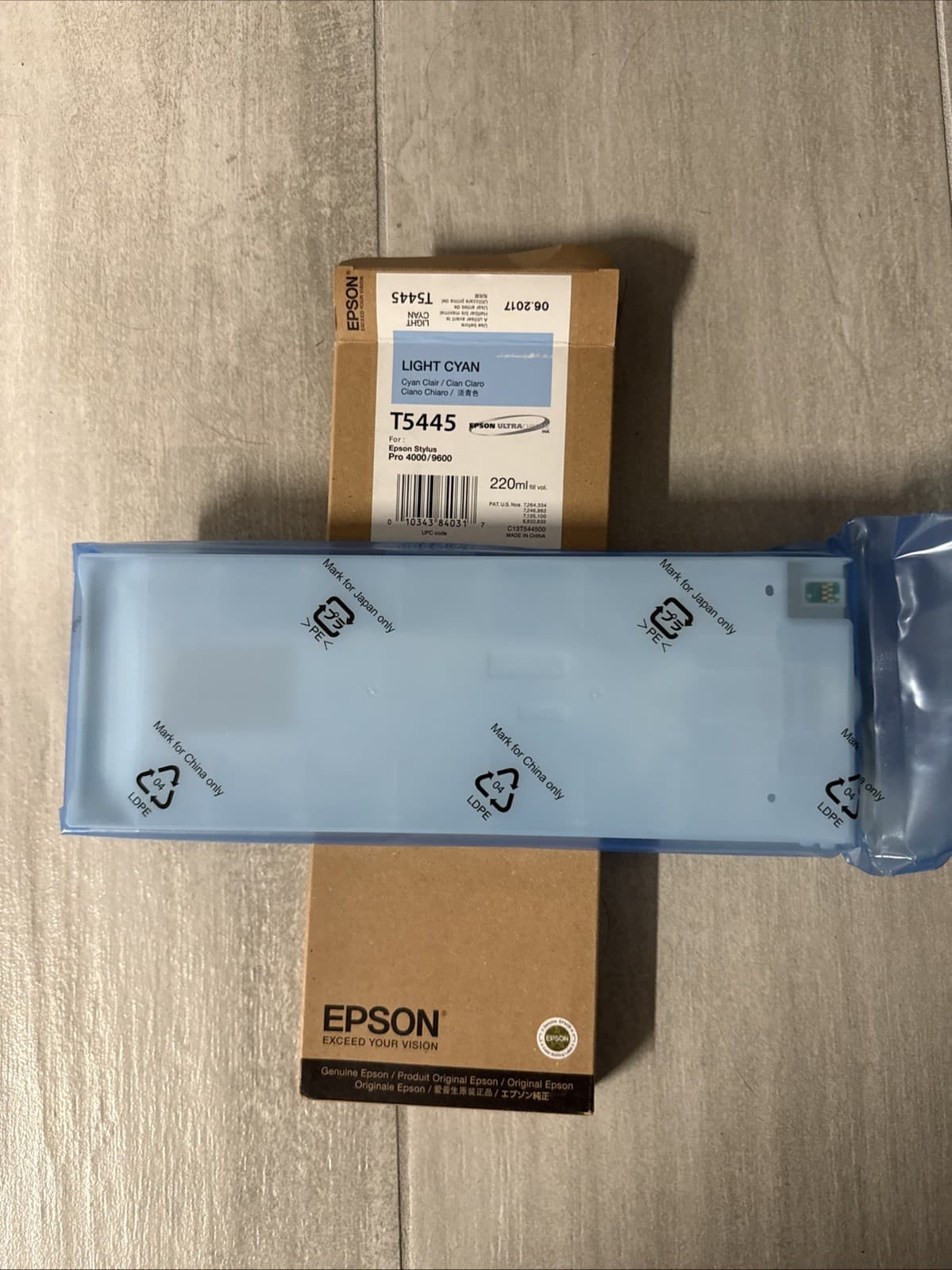 Genuine Epson T5445 Light Cyan Ink Stylus Pro 4000 9600 220ml Factory Seal - Image 3