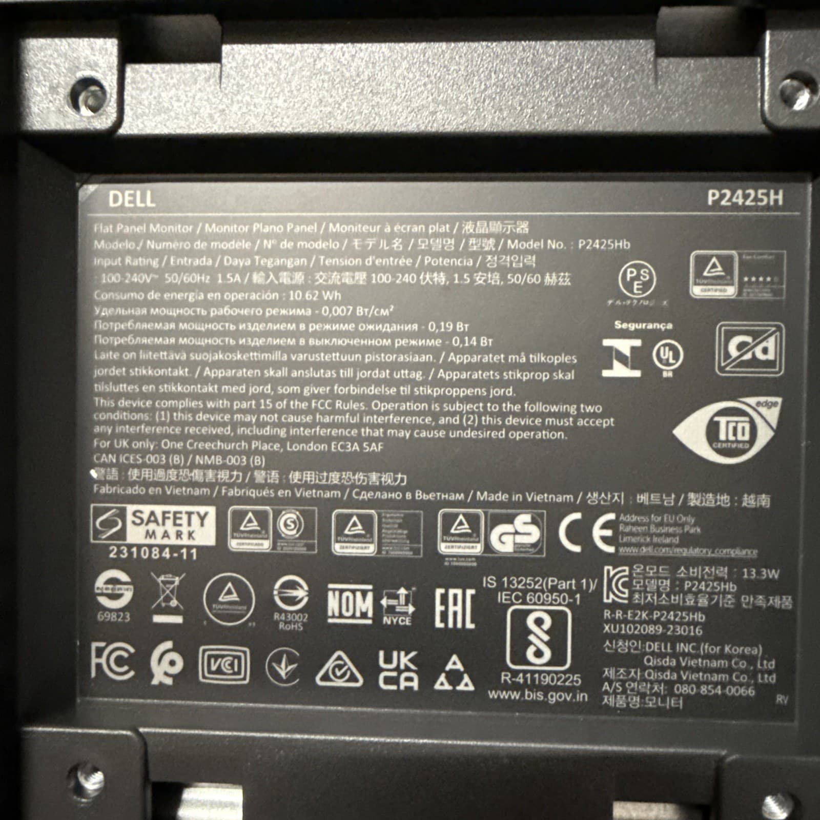 Dell P2425h 24" 1920x1080 HDMI DP VGA USB Monitor No Stand Black P2425Hb 24 in - Image 11
