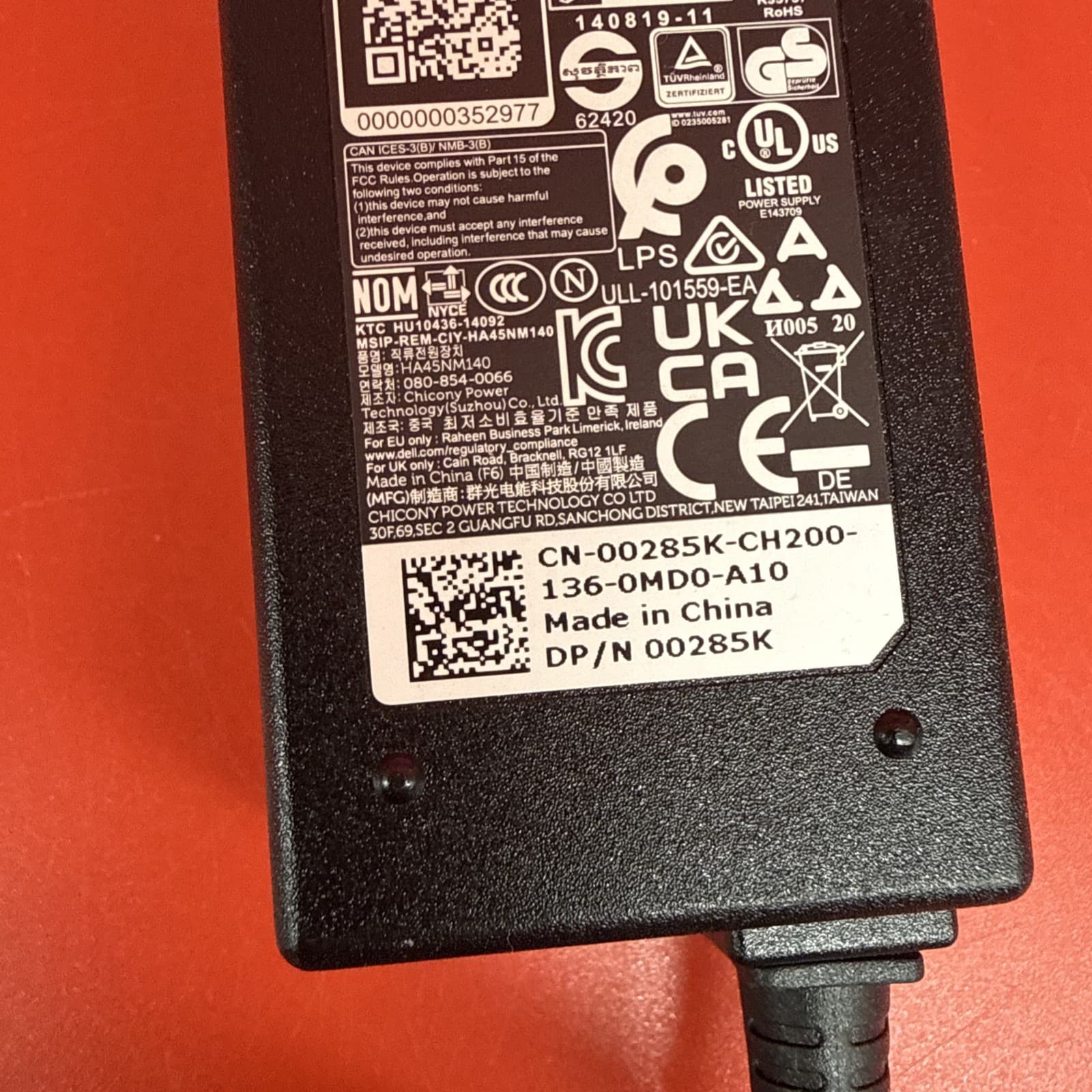 Dell 0285K 00285K 45w Ac Adapter HA45NM140 AC/Standard Black For Dell - Image 5