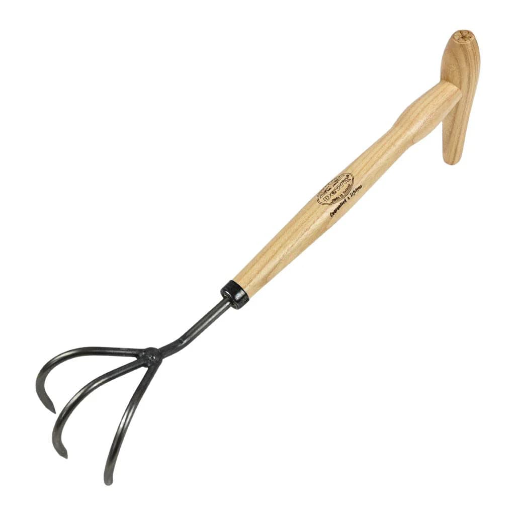 DeWit 3-Tine Cultivator - P Grip Handle Hand Weeder Boron Steel Ash Handle NEW