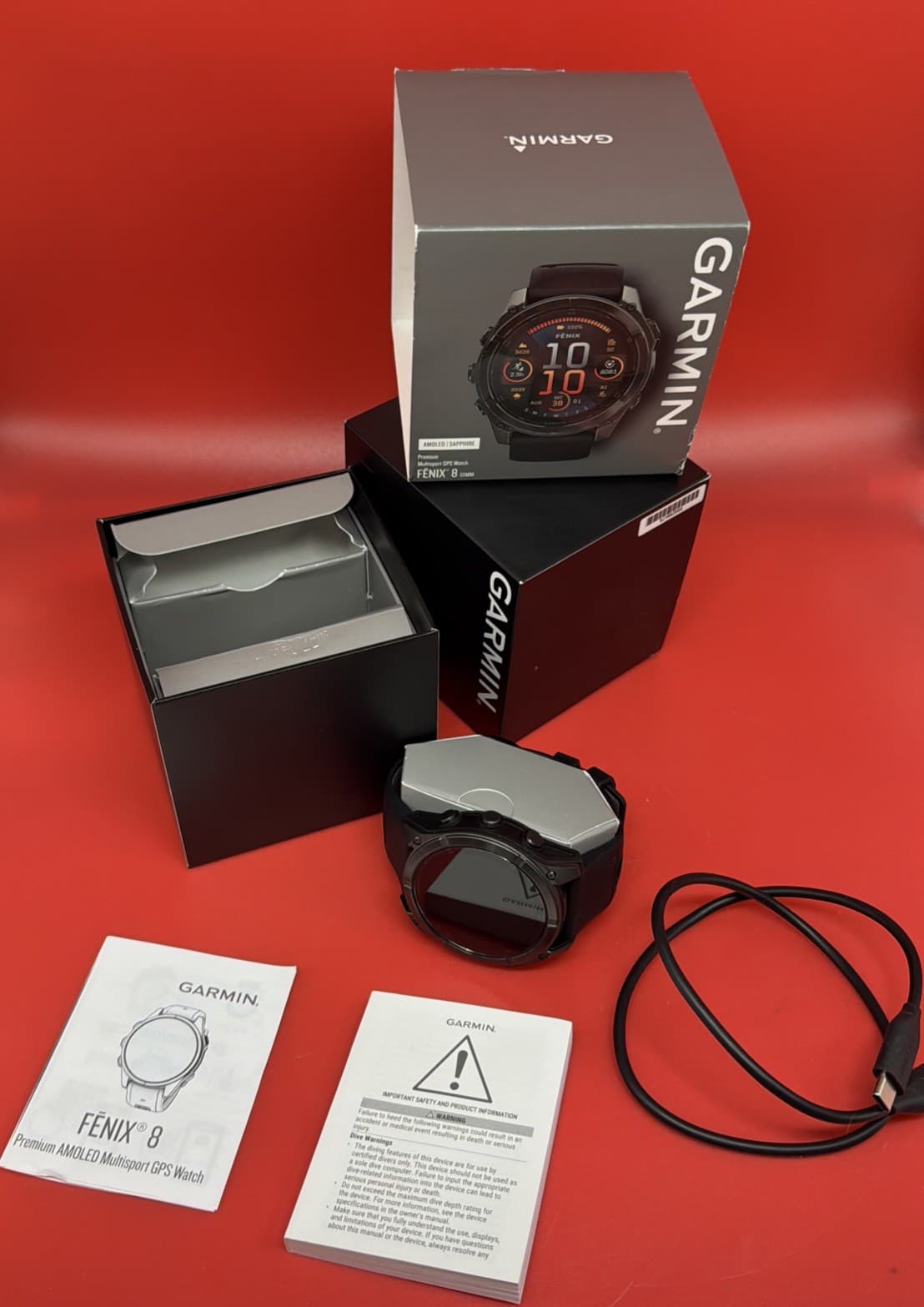 Garmin Fenix 8 51mm Sapphire Carbon Gray DLC Titanium GPS Watch 010-02905-20