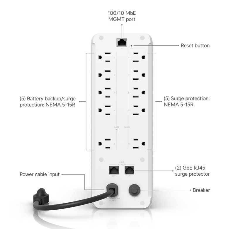 Ubiquiti UniFi UPS Tower UPS-Tower 1kVA 5 Backup Outlets 5 Surge Outlets Battery - Image 9