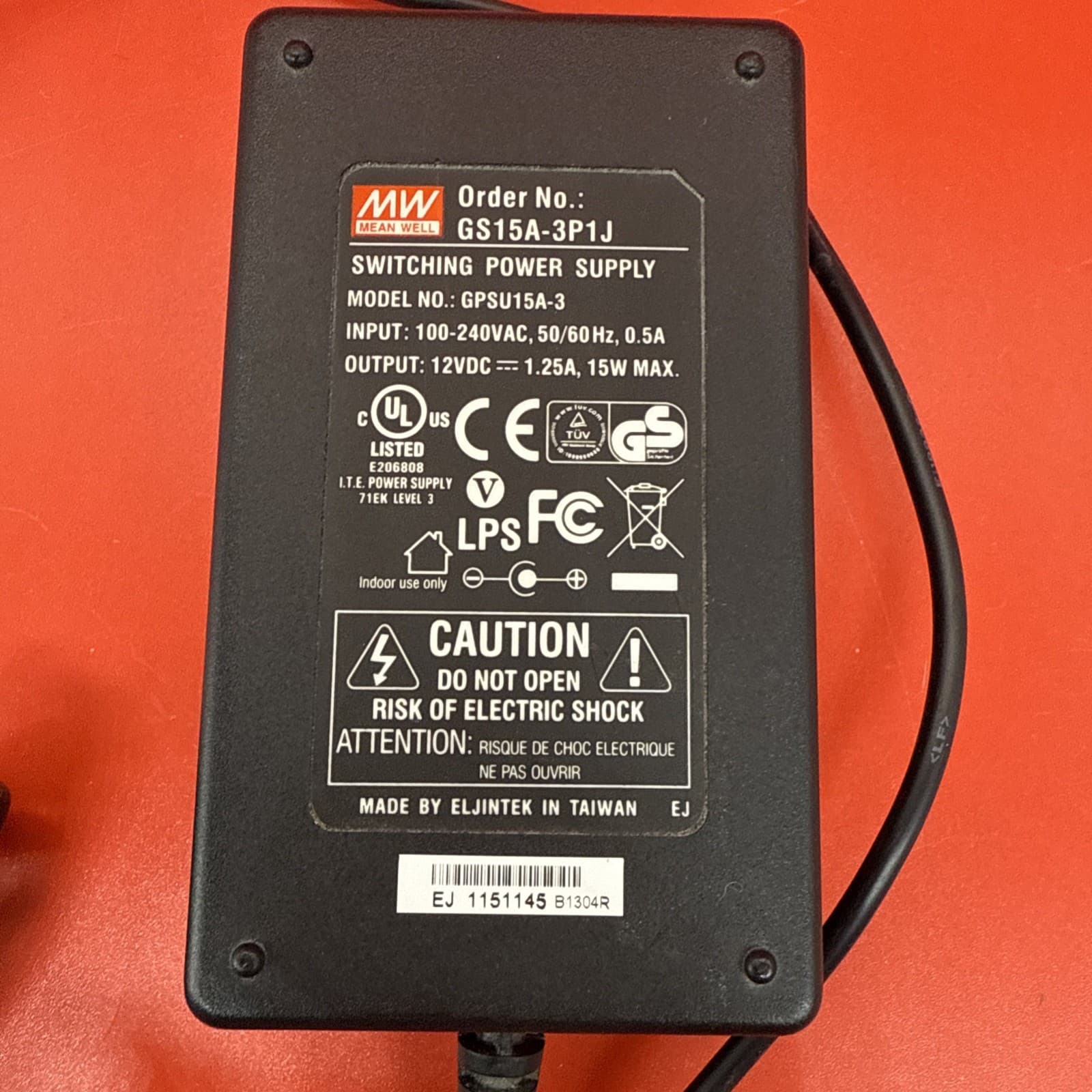 Mean Well GS15A-3P1J Switching Power Supply GPSU15A-3 15 Watt Power Adapter - Image 2