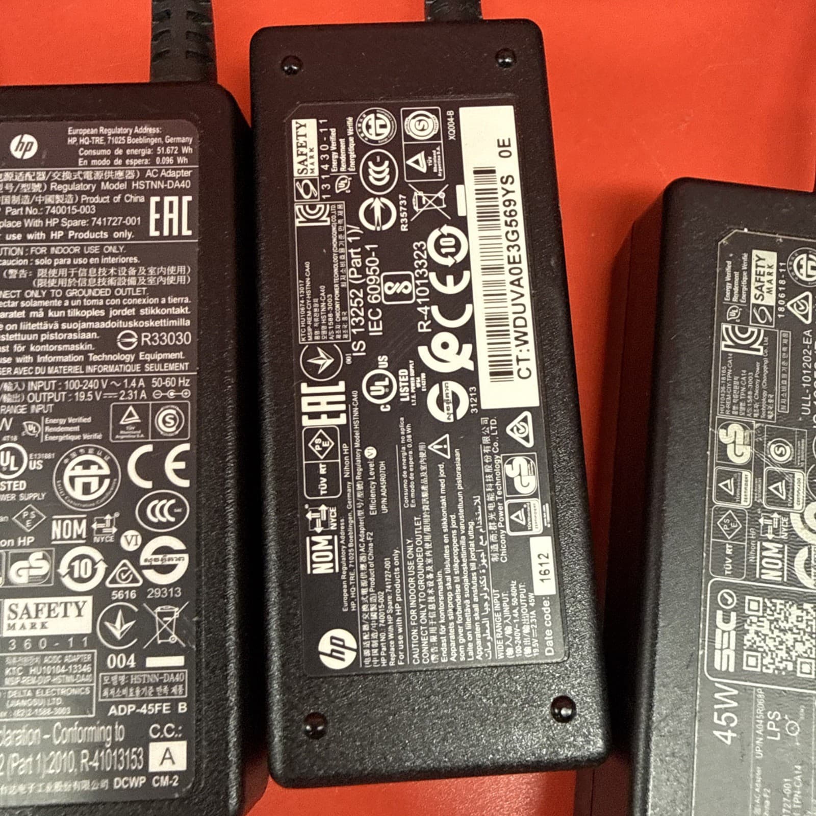 Lot Of 5 HP 45w AC Adapter 741727-001  AC/Standard Black For HP L25296-002 - Image 5