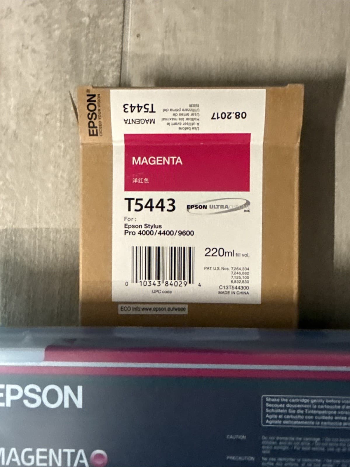 New Sealed Epson T5443 Magenta Ink Cartridge For Stylus Pro 4000 9600 220ml - Image 2