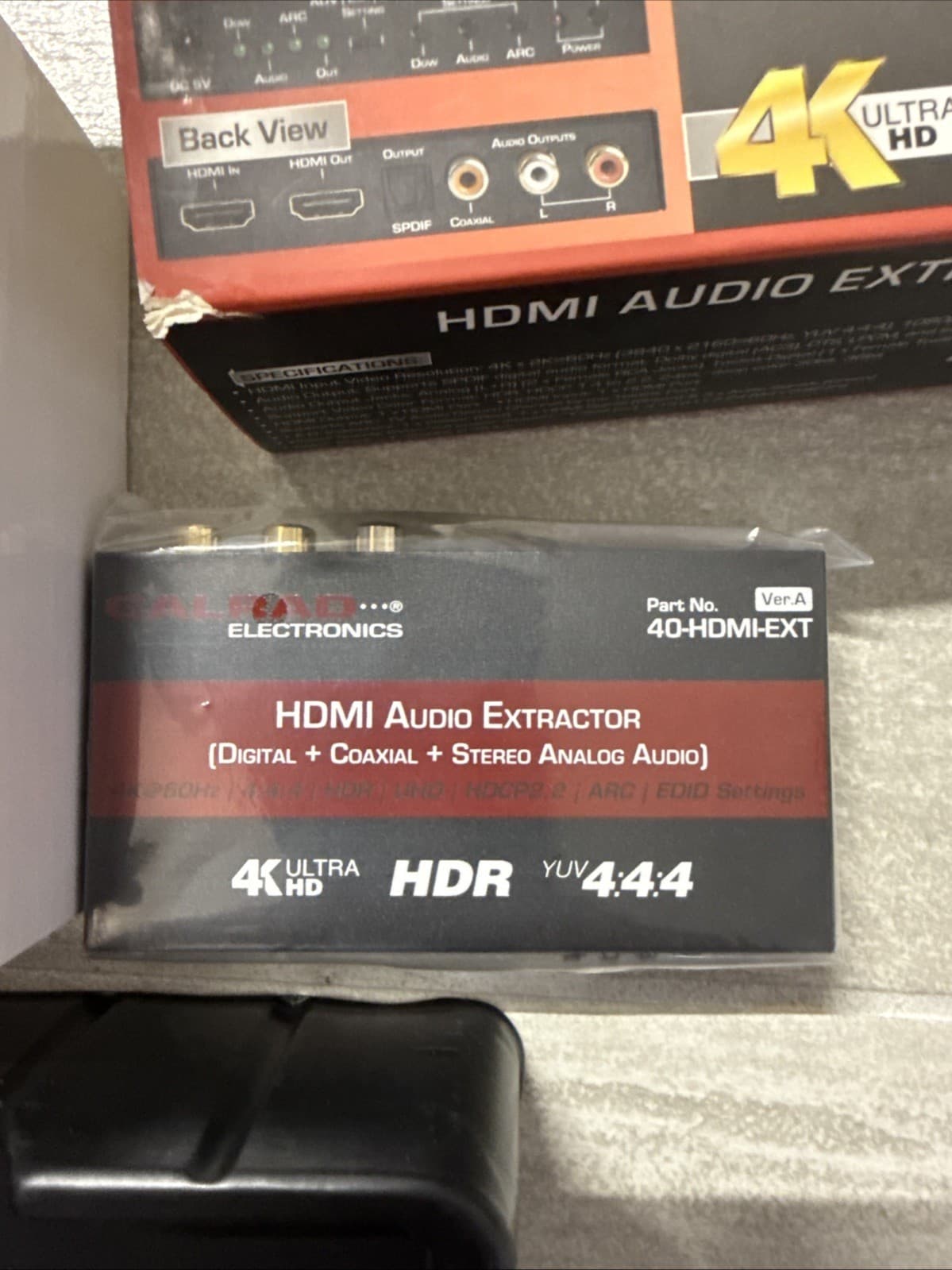 CALRAD 40-HDMI-EXT-A HDMI Audio Extractor Toslink SPDIF + Coaxial L/R New Black - Image 2