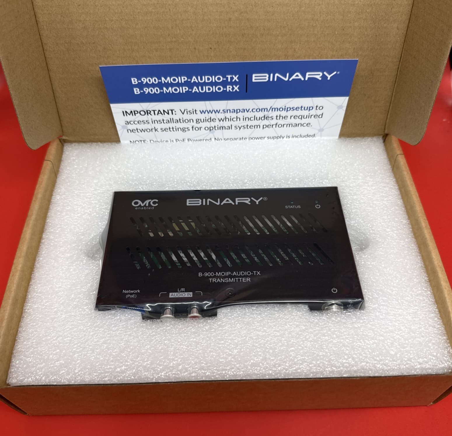 Binary B-900-MOIP-AUDIO-TX MoIP Audio Transmitter Media Over IP Black AM/FM RJ45 - Image 2