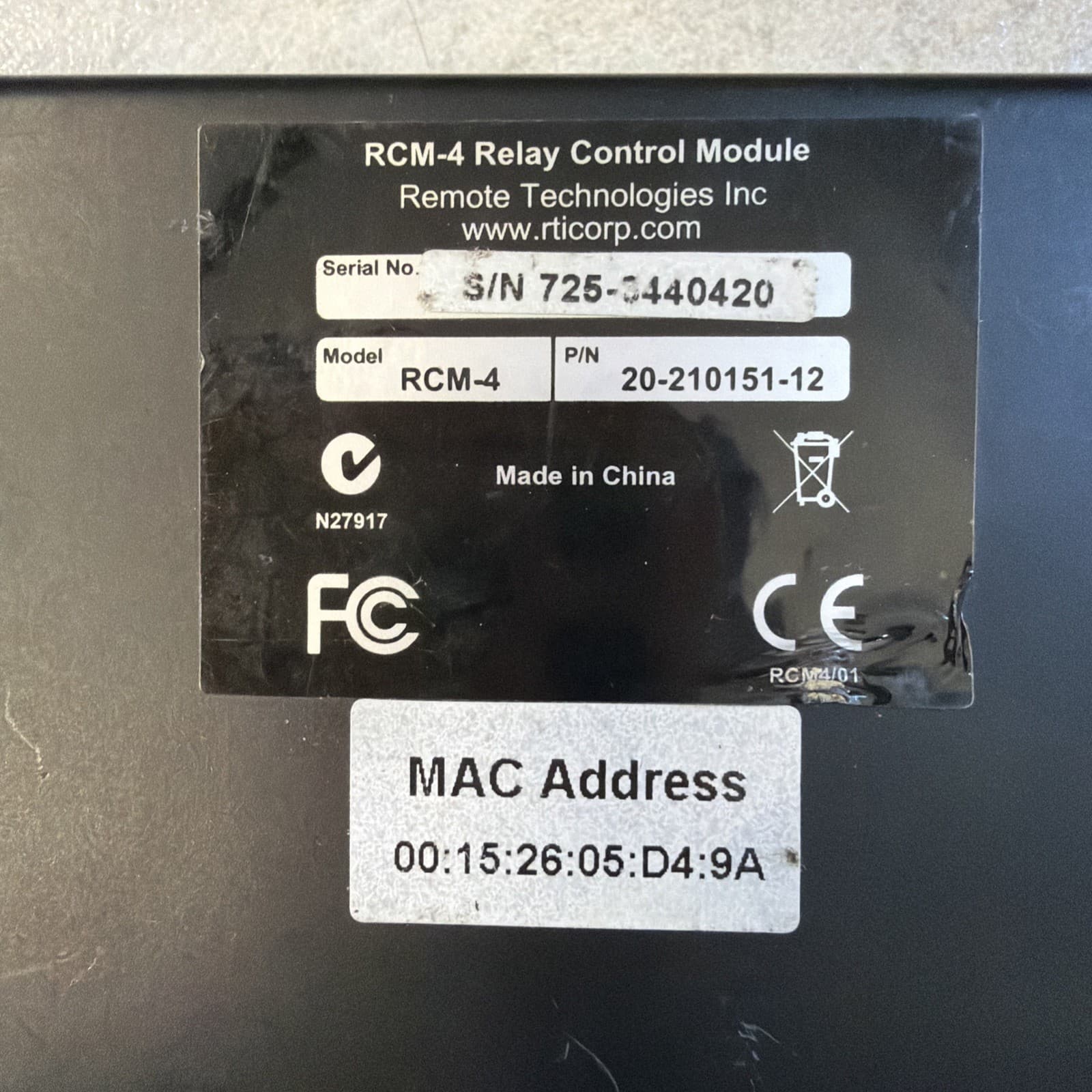 RTI RCM-4 Relay Control Module No Phoenix Connectors No AC Adapter - Image 5