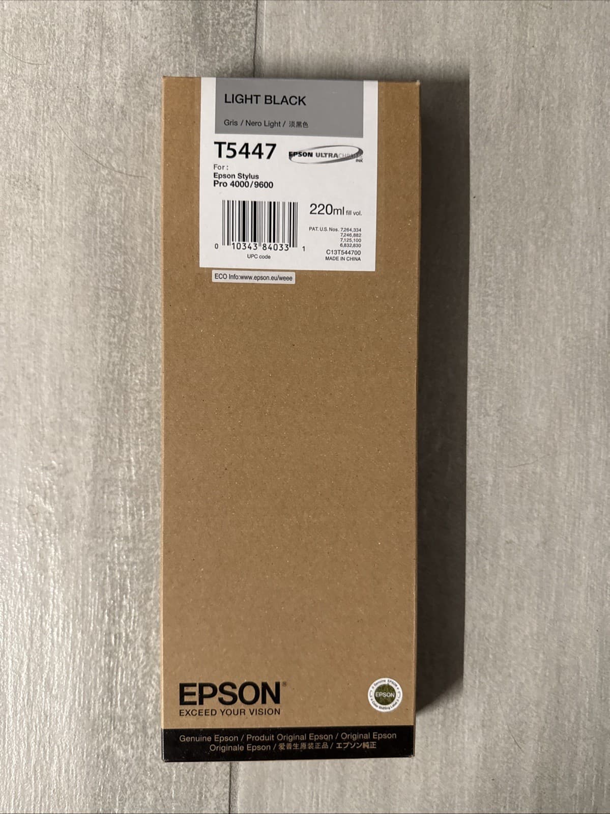 New Sealed Epson T5447 Light Black Ink Cartridge For Stylus Pro 4000 9600 220ml - Image 4