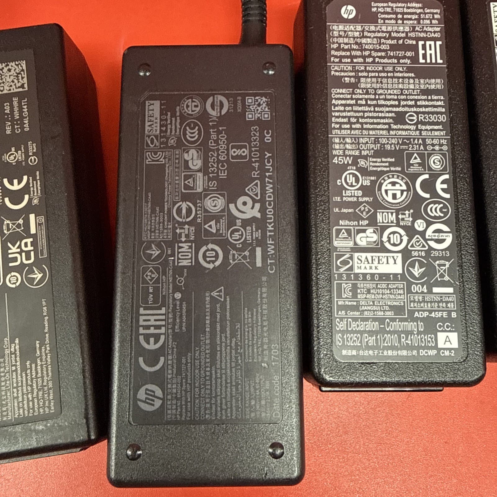 Lot Of 5 HP 45w AC Adapter 741727-001  AC/Standard Black For HP L25296-002 - Image 3