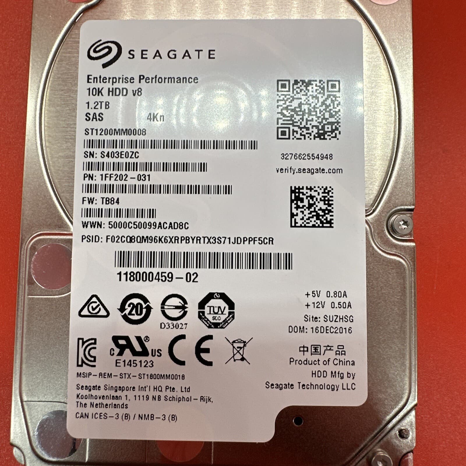 EMC ST1200MM0008 1.2TB 10K SAS 4Kn 2.5 Hard Drive 1FF202-031 118000459-02 Dell - Image 2