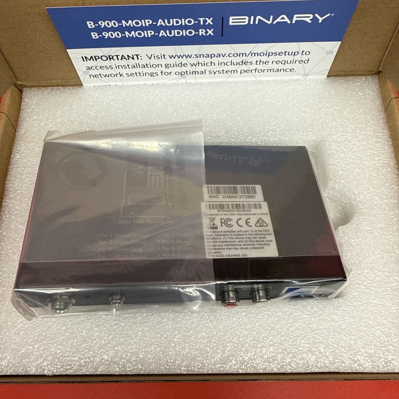 Binary B-900-MOIP-AUDIO-TX MoIP Audio Transmitter Media Over IP Black AM/FM RJ45 - Image 6