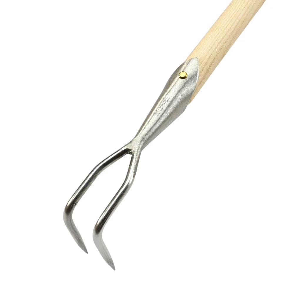 Sneeboer Bent 2-Tine Weeding Fork Stainless Steel Hand-Forged Digging Dutch NEW