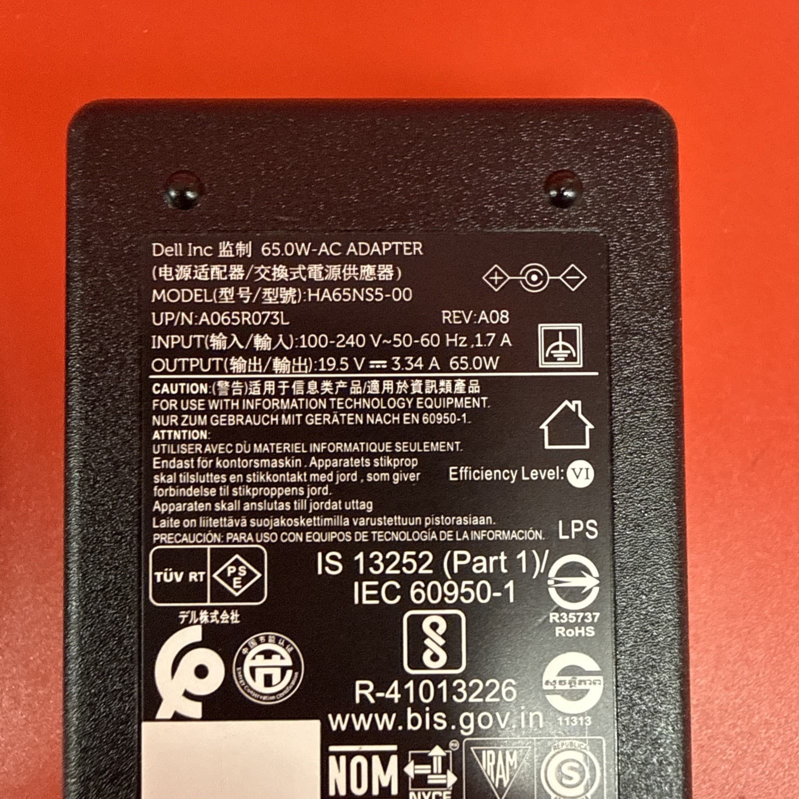 Dell G6J41 0G6J41 65w AC Adapter HA65NS-00 A06R073L 4.5mm AC/Standard Black - Image 3