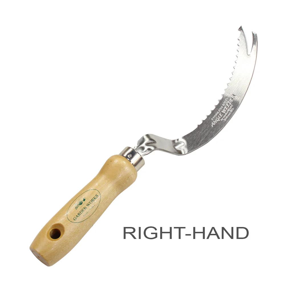 Garden Works Angle Hand Weeder Stainless Steel Wood Handle Right-Handed NEW