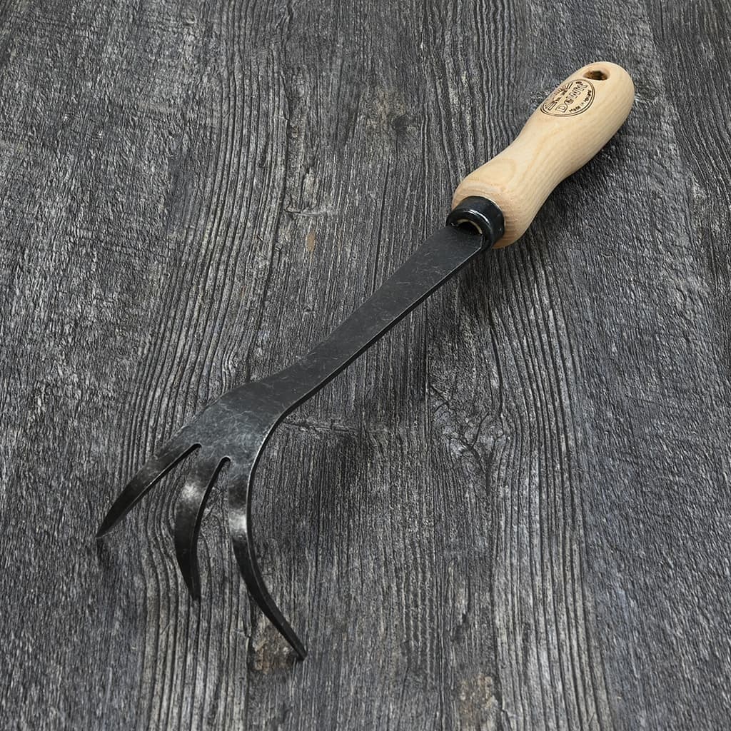 DeWit Bio 3-Tine Cultivator Hand Weeder Boron Steel Ash Handle Hand-Forged NEW - Image 2