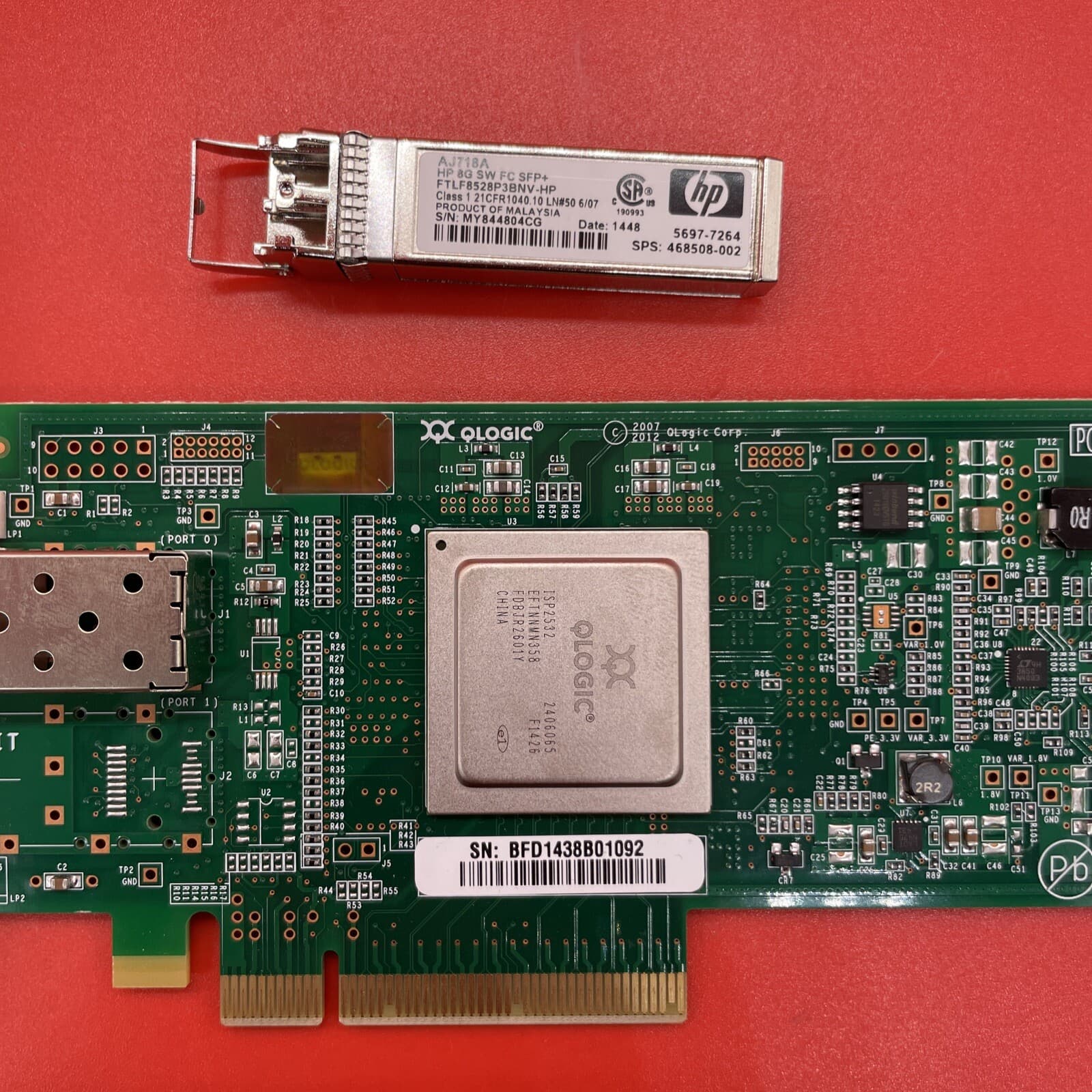 HP 81Q 1P 8G FC Host Bus Adapter AK344A 489190-001 584776-001 +SFP - Image 2