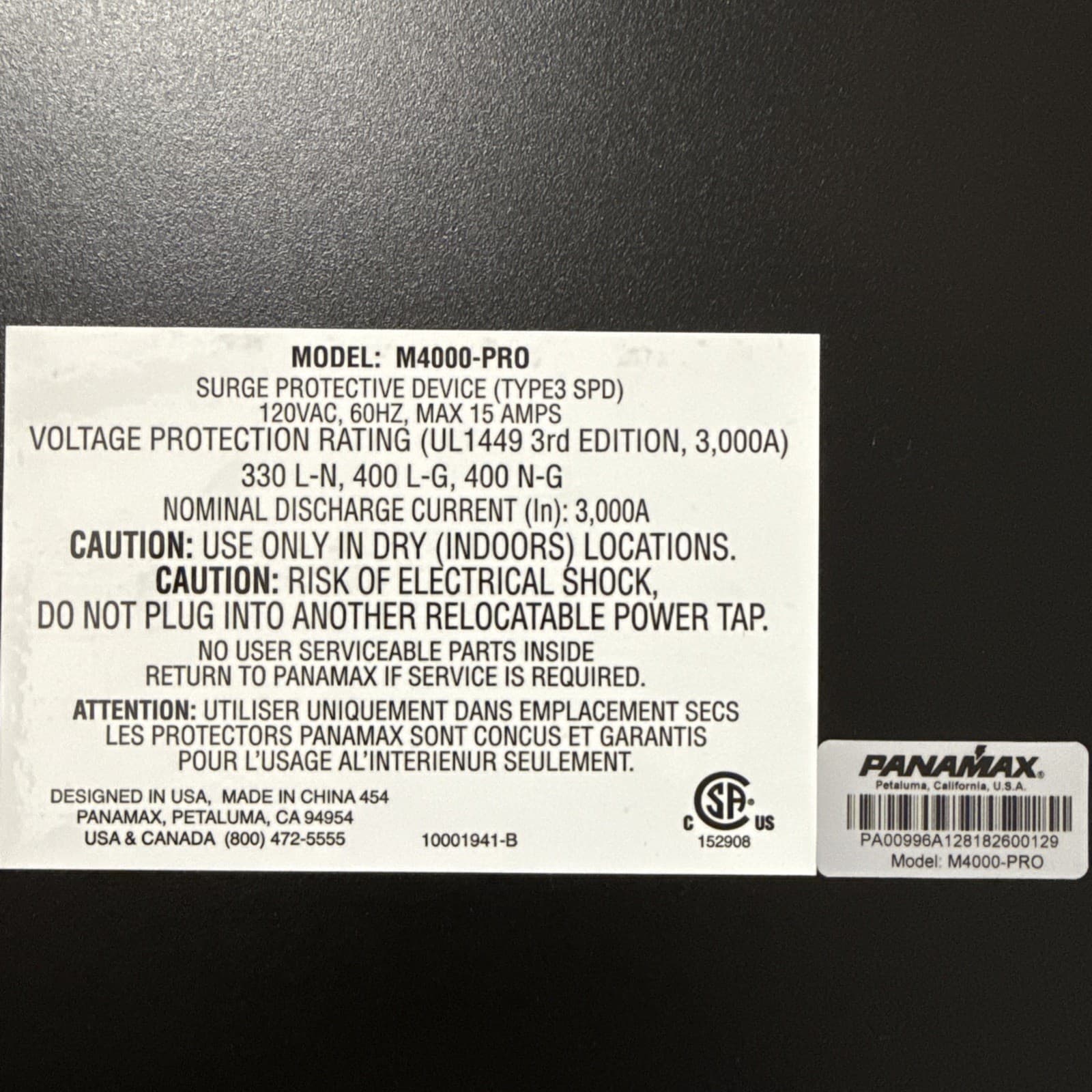 Panamax M4000-Pro 3 Zone 8 Outlet Power Conditioner BlueBOLT Rackable Tested - Image 7