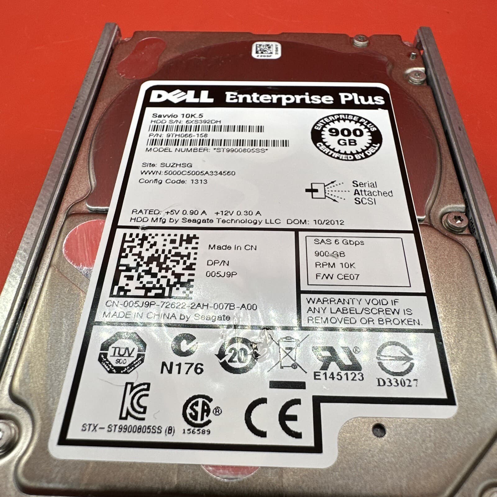 Dell Compellent 05J9P 005J9P 900G SAS 6Gbps 10K 2.5 In Tray ST9900805SS Silver - Image 3