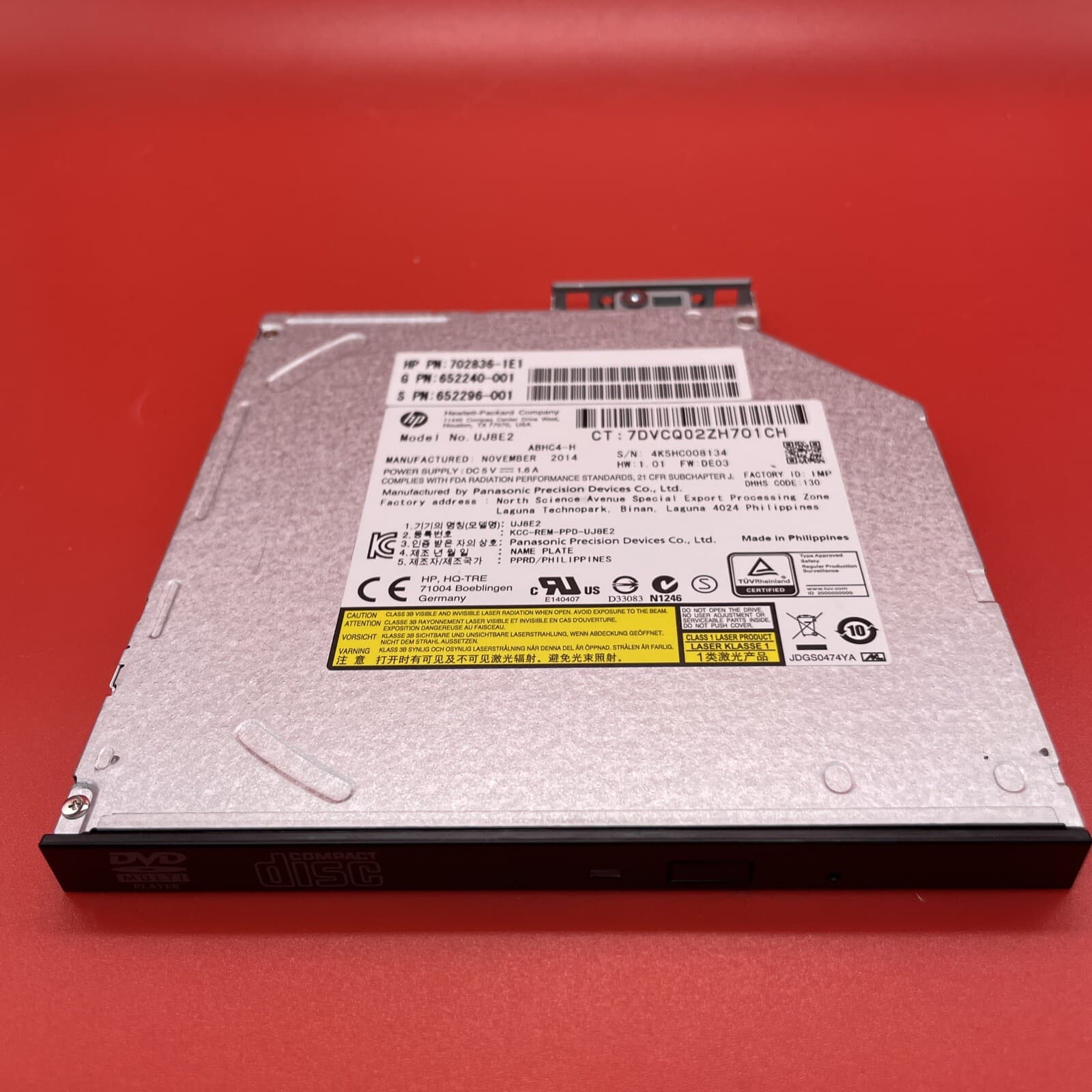 HP DVD-ROM Jackblack 652296-001 - No Cables - Includes Install Screw UJ8E2 - Image 3