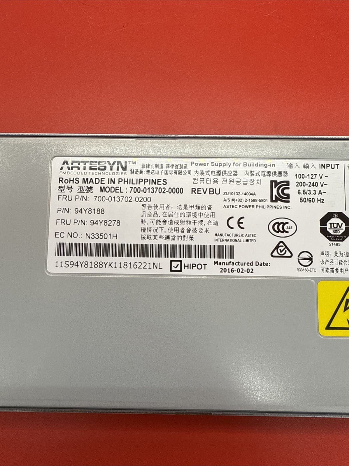 IBM 94Y8188 94Y8278 N33501H 550w Power Supply For IBM Rack 550 W System X - Image 2