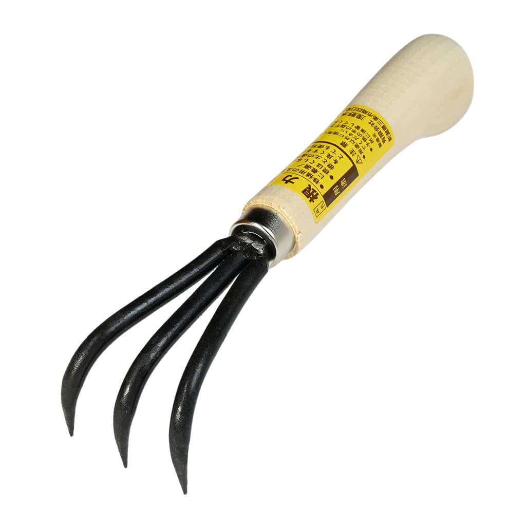 Japanese Ne-Kaki Cultivator Rake Carbon Steel Wood Handle Weeding NEW
