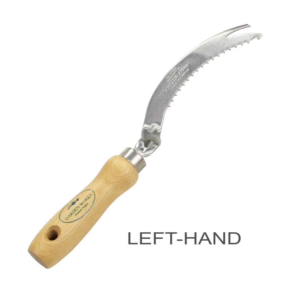 Garden Works Angle Hand Weeder Stainless Steel Wood Handle Left-Handed NEW - Image 2