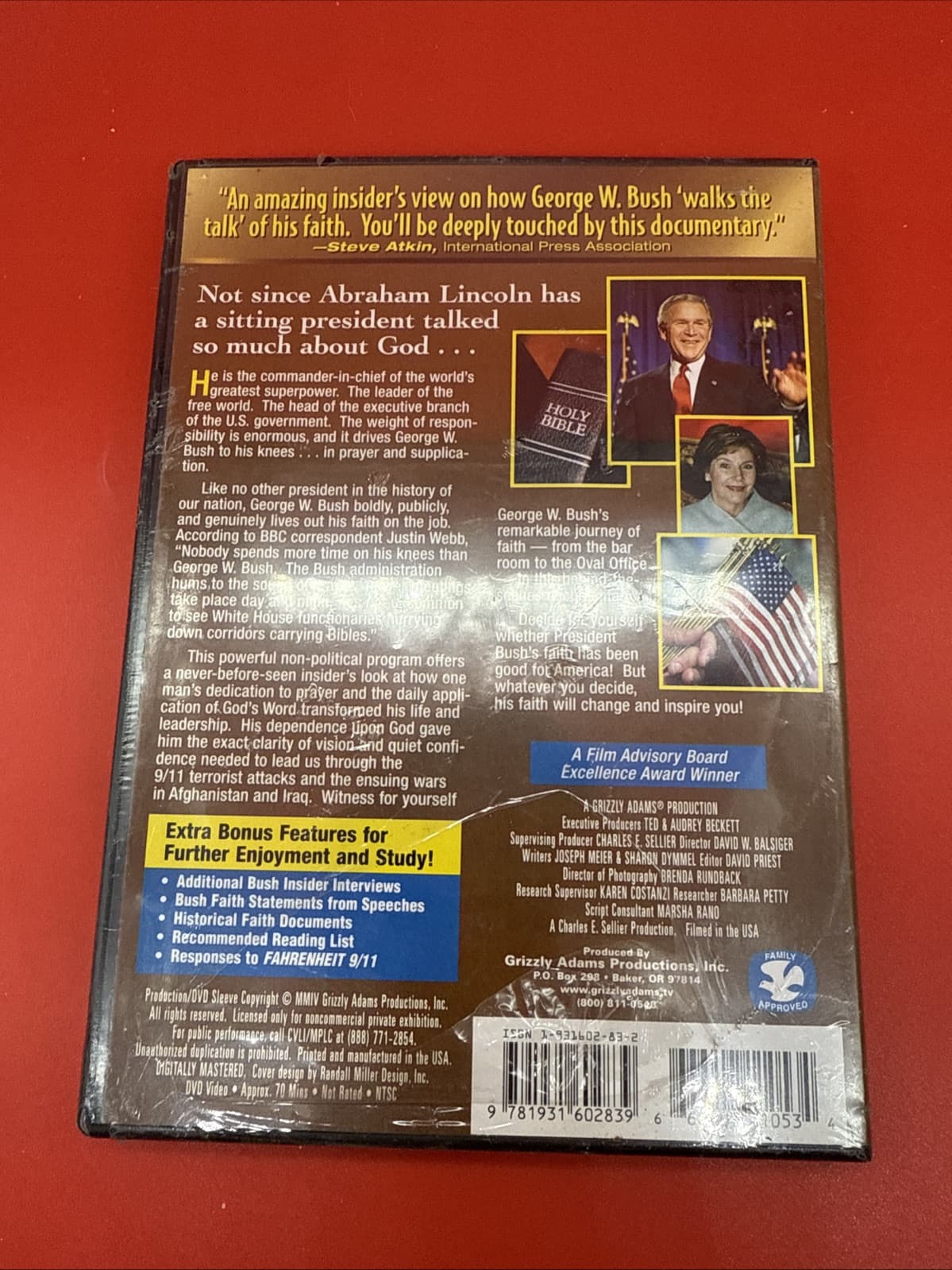 GEORGE W. BUSH:   FAITH IN THE WHITE HOUSE (DVD, Approx. 70 Mins.) - NEW Sealed - Image 3