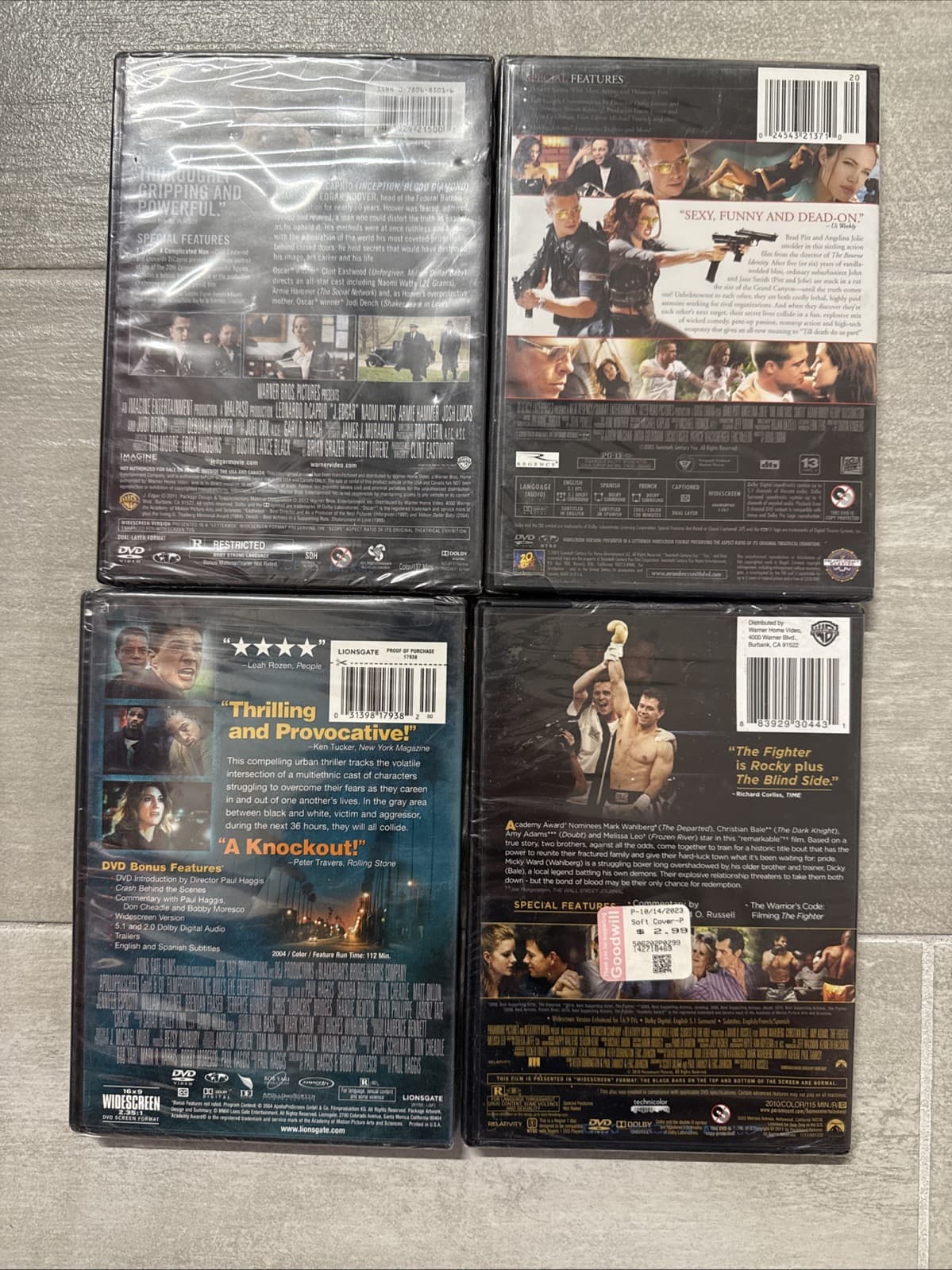 Lot Of 4 Action J. Edgar Mr &amp; Mrs Smith Crash The Fighter - Brand New Sealed - Image 6