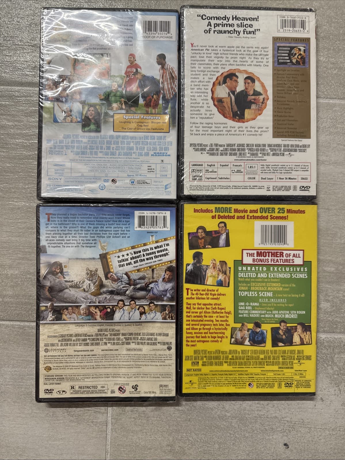 Lot Of 4 Comedy Grown Ups American Pie Hangover Knocked Up DVD  Brand New Sealed - Image 6