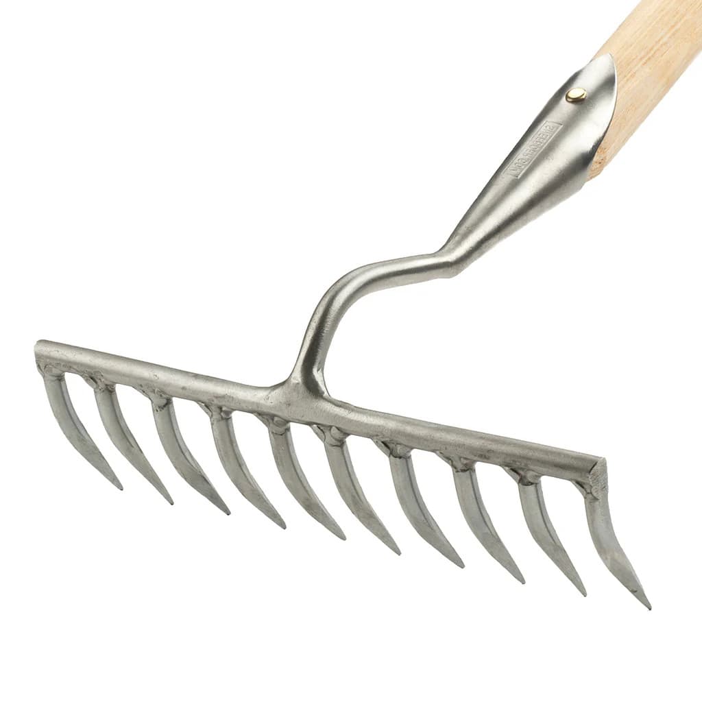 Sneeboer Narrow 10-Tine Garden Rake Stainless Steel Hand-Forged Soil Dutch NEW