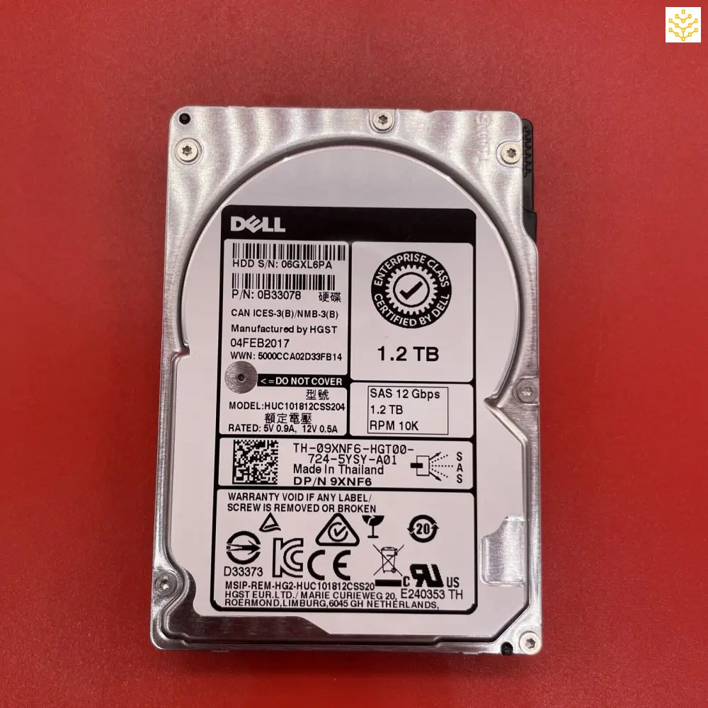 1.2TB SAS 12Gbps 10K 2.5 Dell 9XNF6 Hard Drive - No Tray - Computers/Tablets & Networking:Drives Storage & Blank