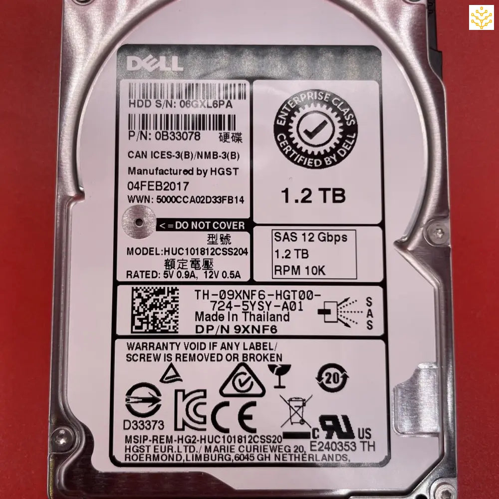 1.2TB SAS 12Gbps 10K 2.5 Dell 9XNF6 Hard Drive - No Tray - Computers/Tablets & Networking:Drives Storage & Blank