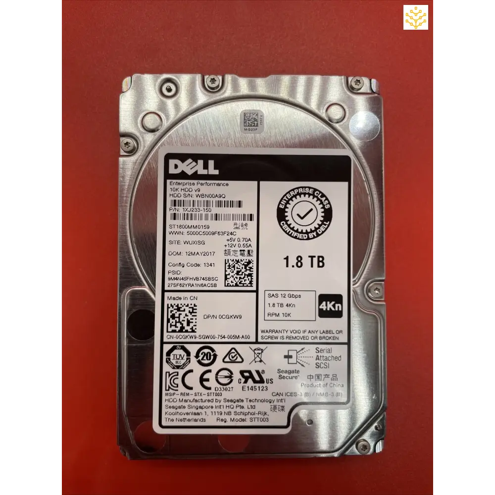 1.8TB SAS 12 Gbps 4Kn 10K 2.5 Dell CGKW9 ST1800NM0159 - GIGDATA