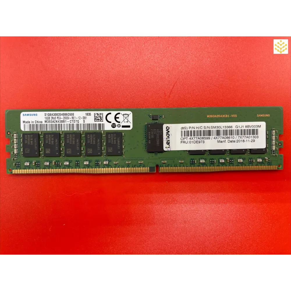 16G 2Rx8 PC4-2666v Lenovo 4X77A08599 01DE973 Samsung M393A2K43BB1-CTD Server Ram - Computers/Tablets &