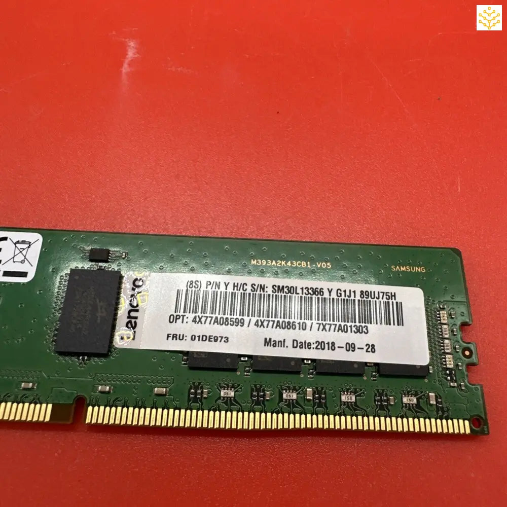 Computer RAM stick with a label containing product information.