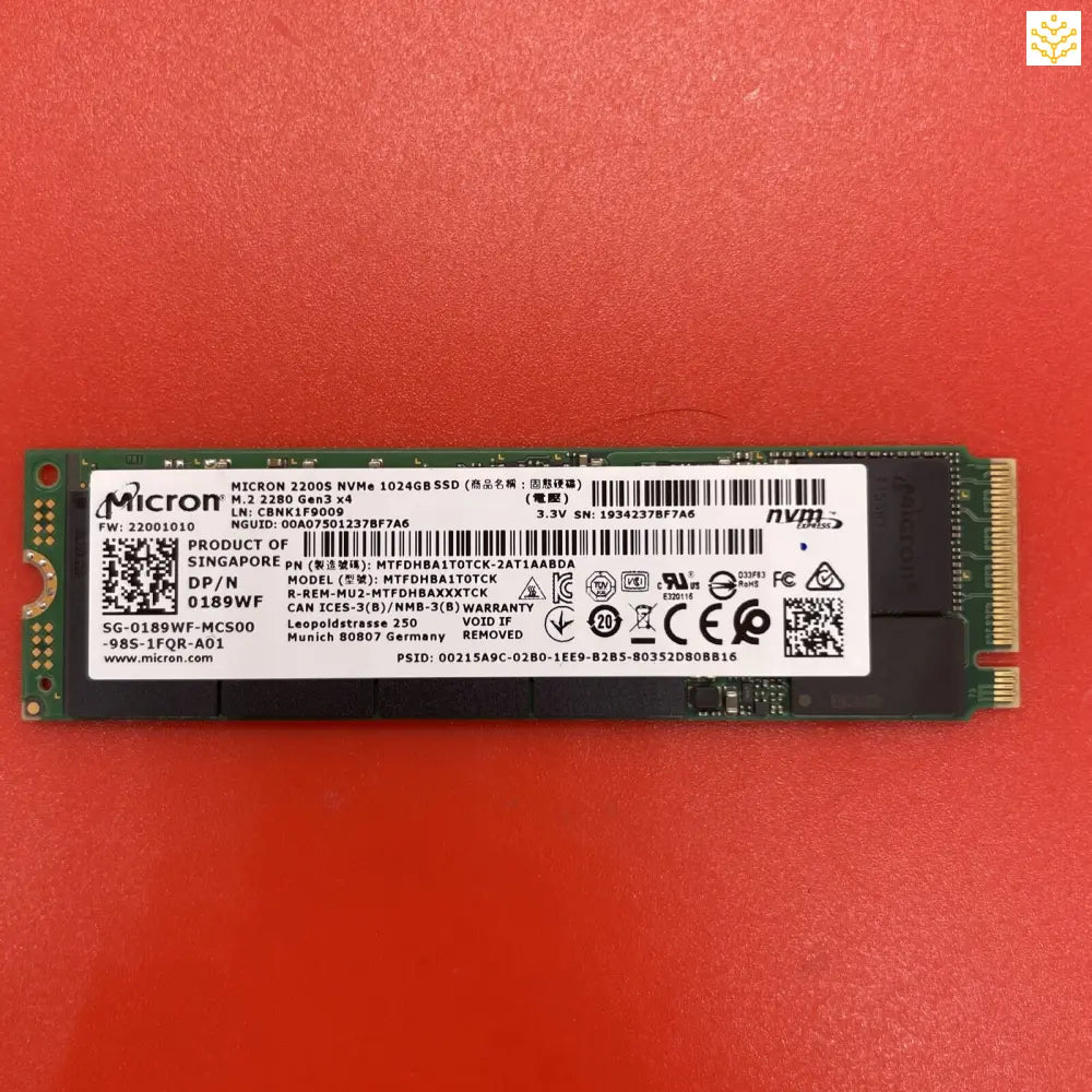 1TB Micron MTFDHBA1T0TCK 189WF M.2 NVMe SSD - Computers/Tablets & Networking:Drives Storage & Blank Media:Hard Drives