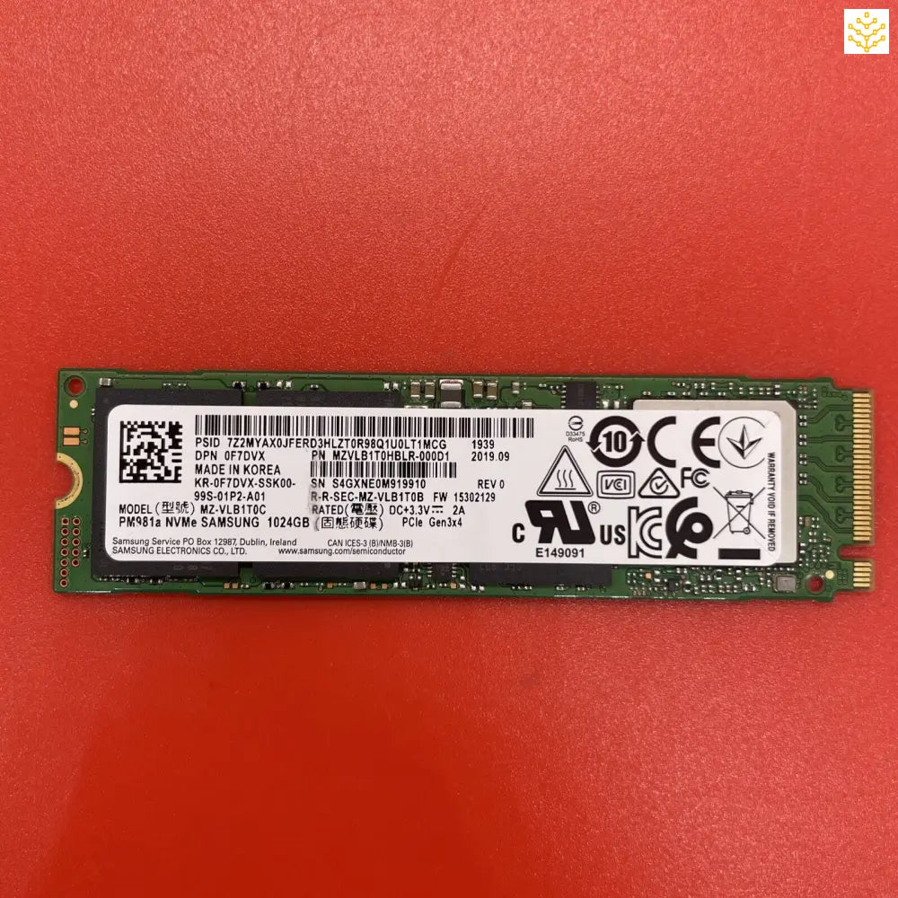 1TB Samsung PM981a F7DVX MZVLB1T0HBLR MZ-VLB1T0C M.2 NVMe SSD - Computers/Tablets & Networking:Drives Storage & Blank