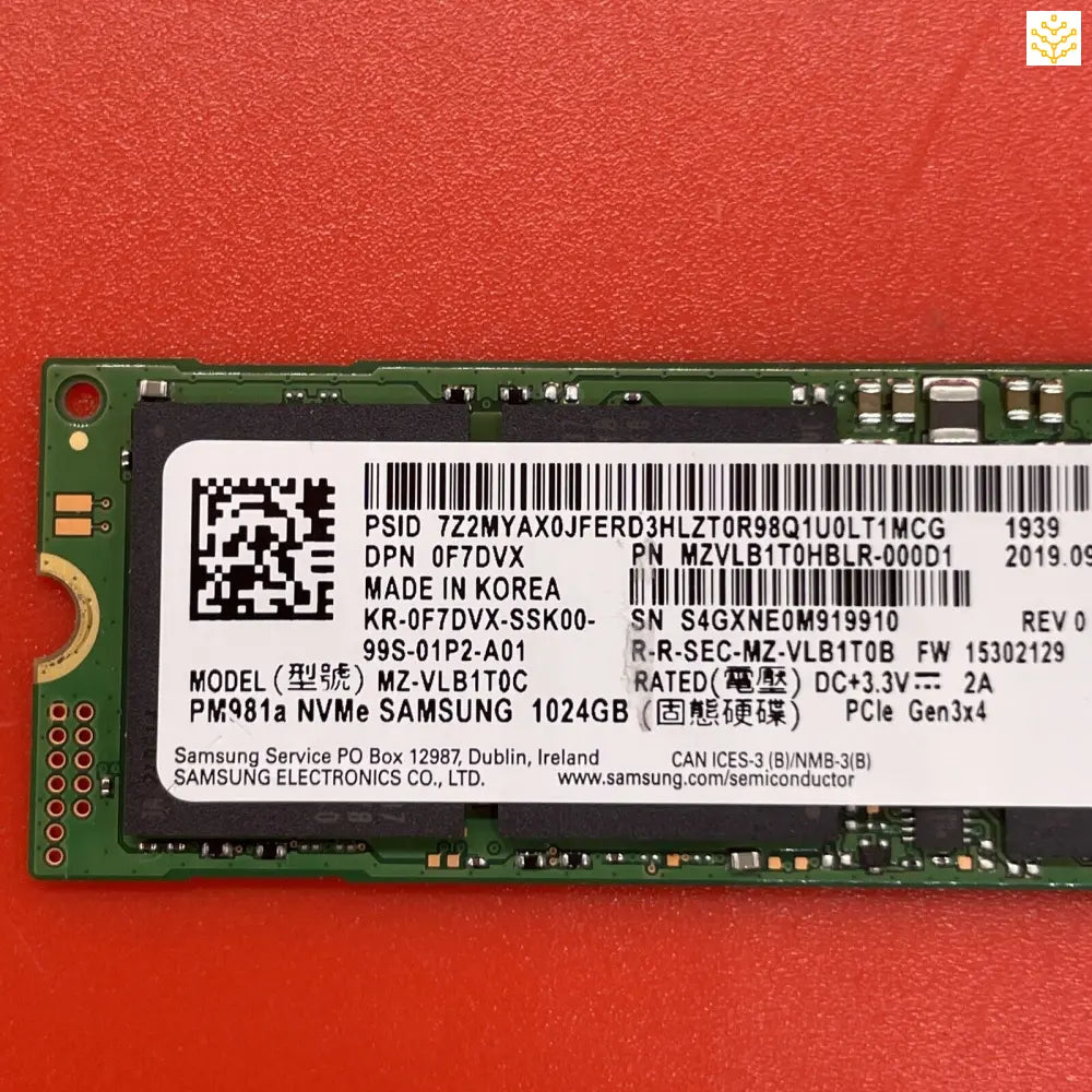 1TB Samsung PM981a F7DVX MZVLB1T0HBLR MZ-VLB1T0C M.2 NVMe SSD - Computers/Tablets & Networking:Drives Storage & Blank