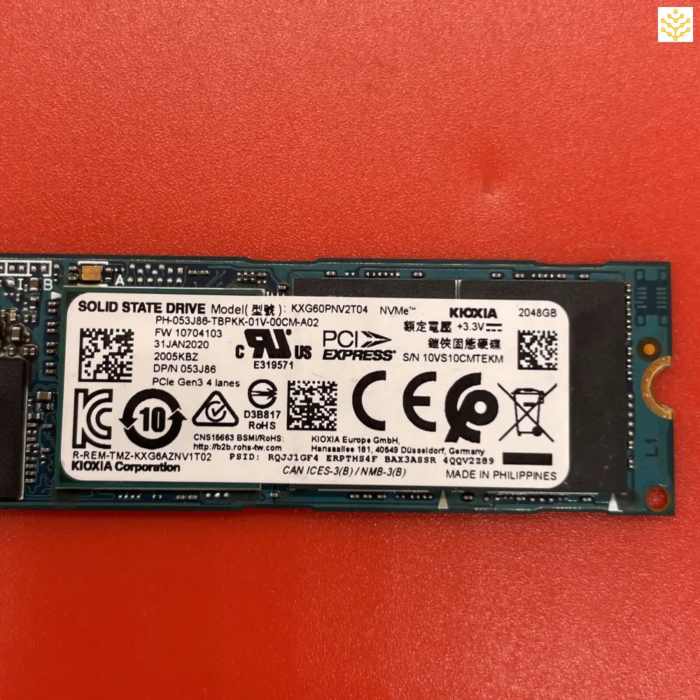 2TB KIOXIA KXG60PNV2T04 2TB NVMe M.2 SSD PCIe Gen3x4 XG6-P 53J86 Dell - Computers/Tablets & Networking:Drives Storage &