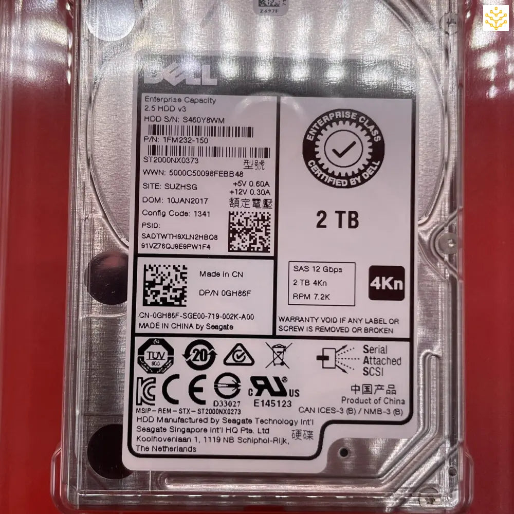 2TB SAS 12 Gbps 4Kn 2.5 ST2000NX0373 Dell GH86F - Computers/Tablets & Networking:Drives Storage & Blank Media:Hard