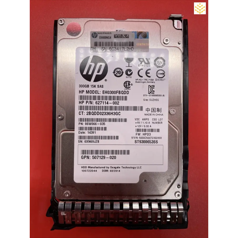 300G 15K SAS 2.5” HPe 653960 652611-B21 627114-002 EH0300FBQDD in Tray - Computers/Tablets & Networking:Drives