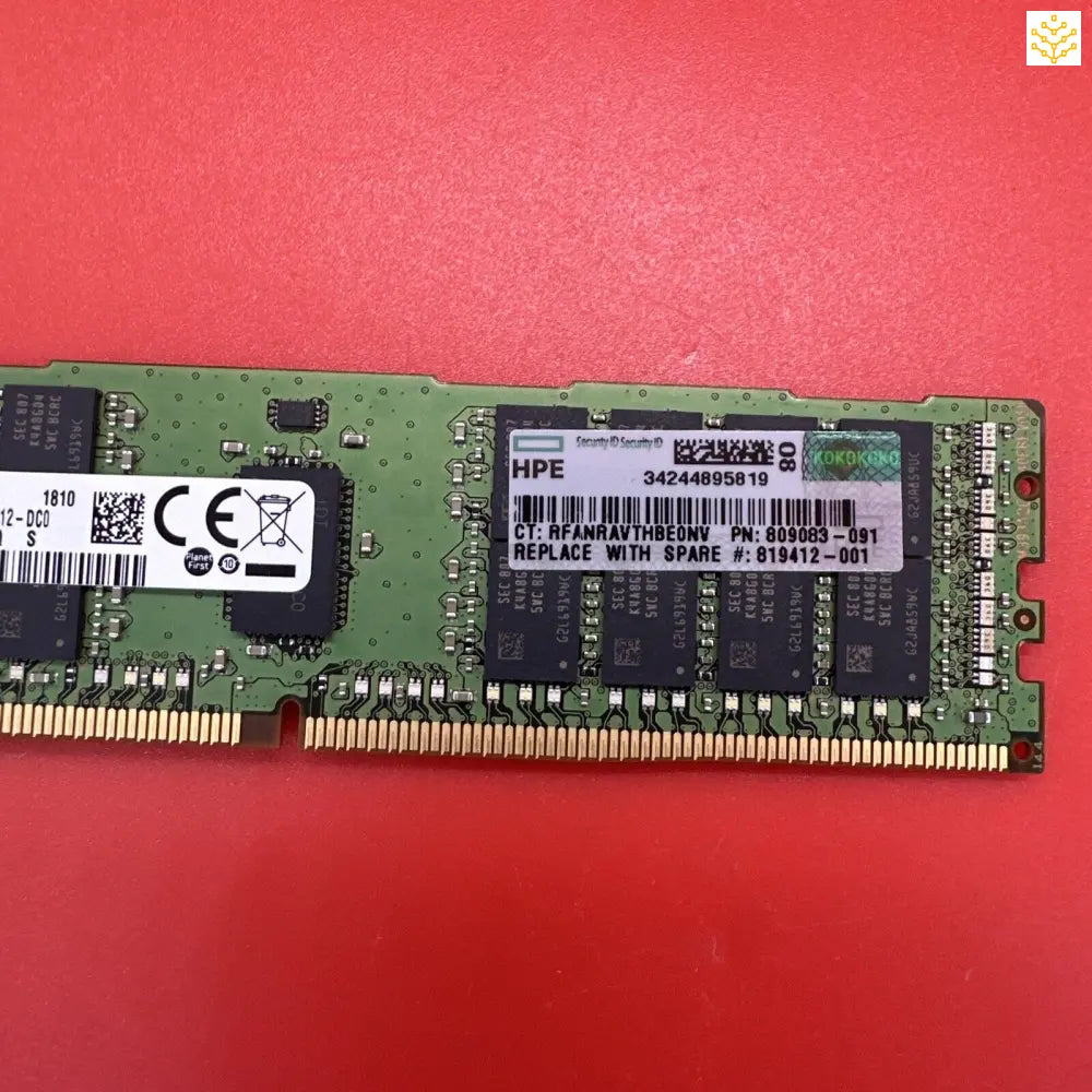 Computer RAM memory module with visible circuit board and components.