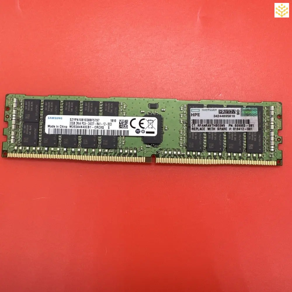 DDR4 RAM memory module with heat spreader and identification labels.