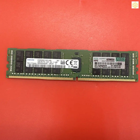 Computer RAM module with visible chips and product labels.